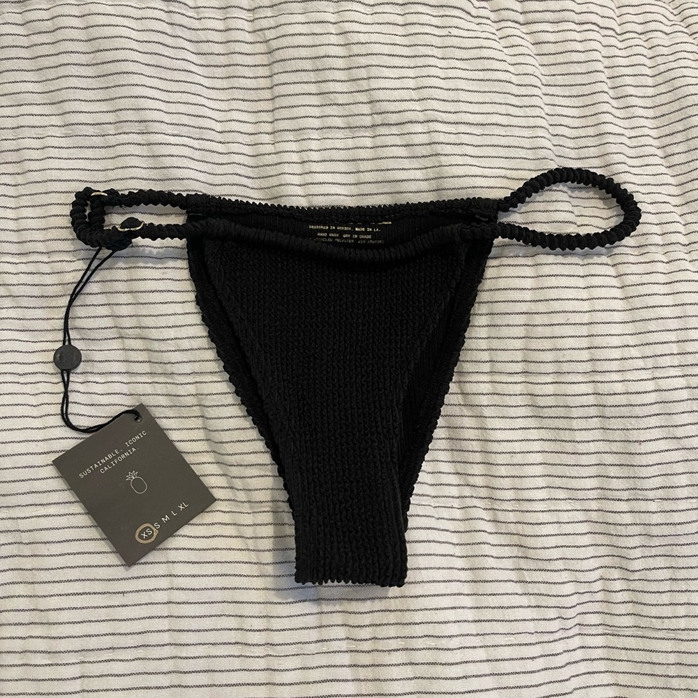Skatie Black Triangle Bikini Bottom Minimal Coverage